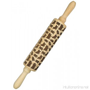 Cute Dancing Pigs Engraved Rolling Pin Solid Beech Wood Deep Pattern Makes Delightful 3D Pigs in Dough Ultimate Kitchen Gadget For Yummy Kids Cookies Free Recipes - B01G7P8CWE
